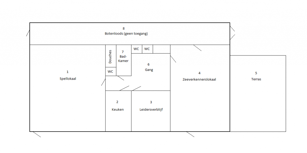 Verhuur plattegrond Scouting Elfregi Clubhuis te Amsterdam